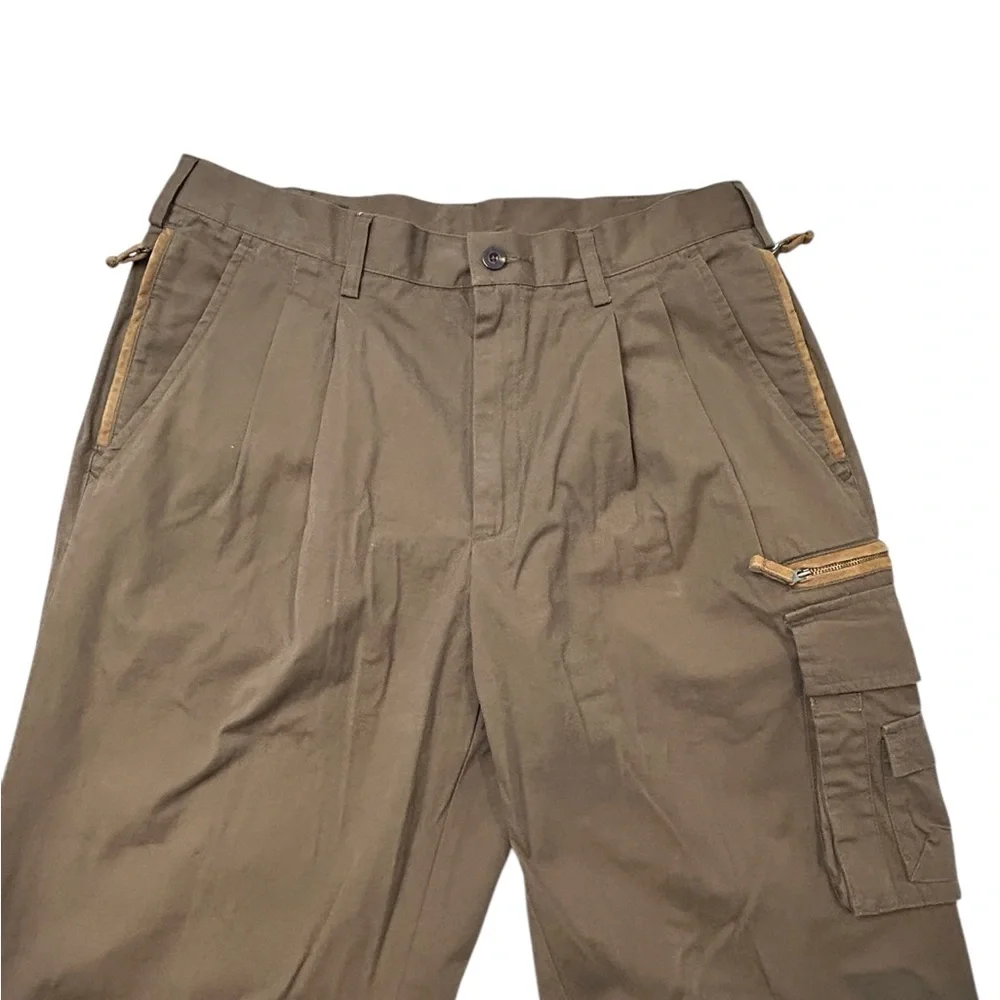 Orvis‎ Men's Brown 10-Pocket Cargo Pants Leather Trim Pockets 36/32 Hiking Trek